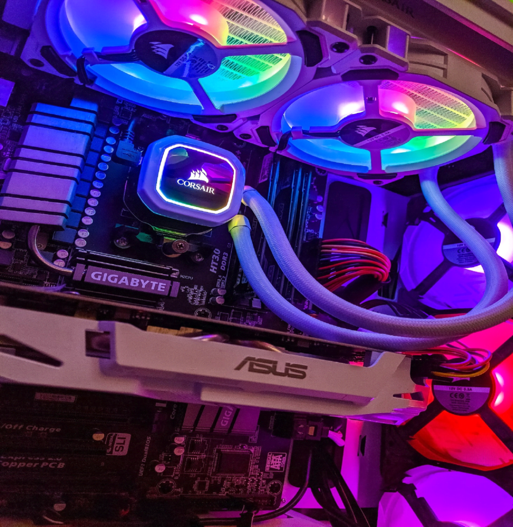 Picture of RGB lighting inside a gaming PC. Concept image for using Regular PCs as gaming PC.