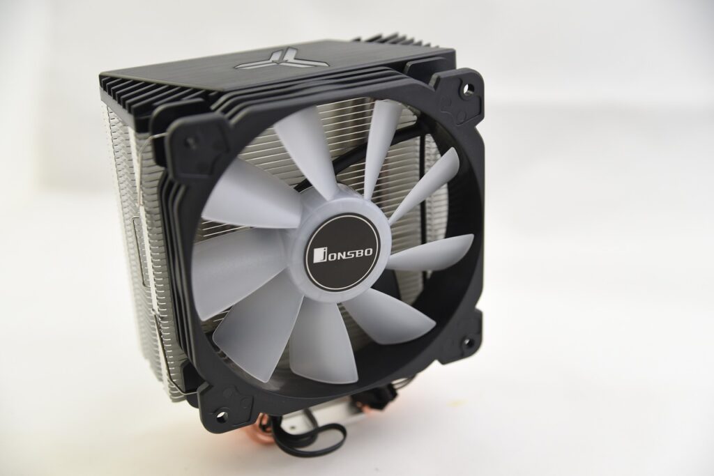 CPU cooling PC fan against a white back ground.